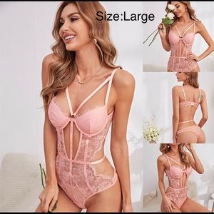 Floral Lace Cut Out Teddy Bodysuit